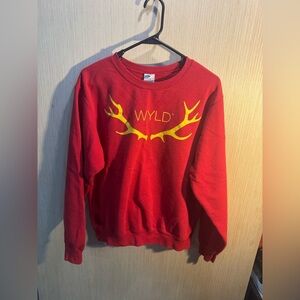 Men’s WYLD Red Sweater with Gold Antler Design Size Medium